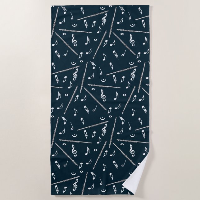 Serviette De Plage Motif Flute Music Note (Devant)