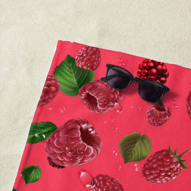 Serviette De Plage Motif framboise (En situation)