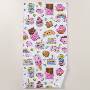 Serviette De Plage Motif Funny Unicorn Magique Arc-en-ciel mou