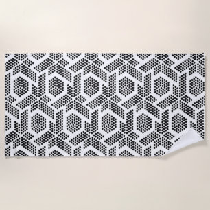 Serviette De Plage Motif géométrique à points blancs en noir
