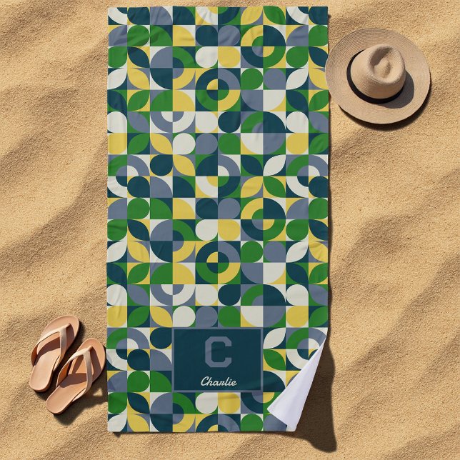 Serviette De Plage Motif géométrique Abstrait Bauhaus moderne (Créateur téléchargé)