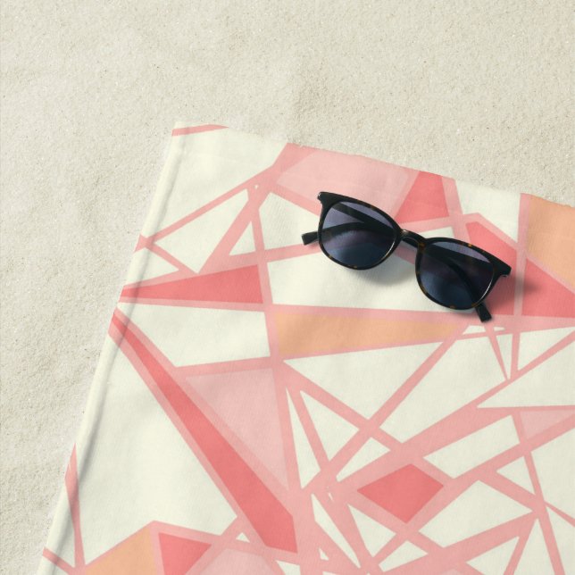 Serviette De Plage Motif géométrique abstrait rose beige (En situation)