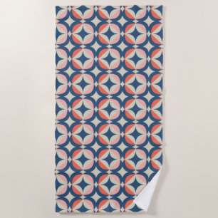 Serviette De Plage Motif géométrique bleu et de corail