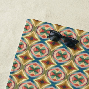 Serviette De Plage Motif géométrique de blocs de couleurs d'art pop r