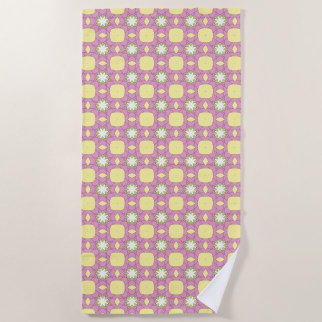 Serviette De Plage Motif géométrique floral rétro (Devant)