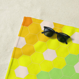 Serviette De Plage Motif géométrique Hexagon arc-en-ciel lumineux