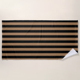 Serviette De Plage Motif géométrique Preppy Gold et Black Stripes