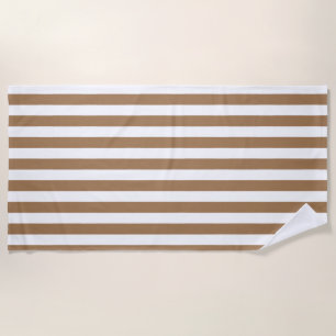 Serviette De Plage Motif géométrique Preppy Gold et White Stripes