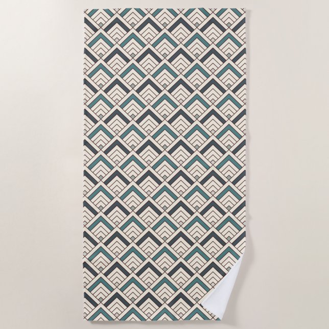 Serviette De Plage Motif géométrique turquoise (Devant)