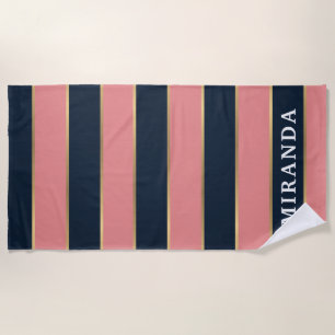 Serviette De Plage Motif Gras Rose Bleu Gold