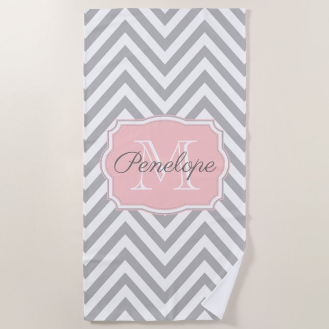 Serviette De Plage Motif Grey Chevron (Devant)