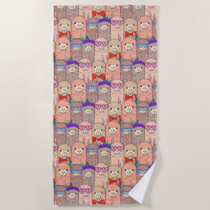 Serviette De Plage Motif habillé à la mode de lama