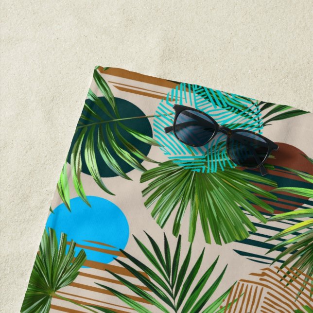 Serviette De Plage Motif Hawaïen de plantes paradisiaques  (En situation)