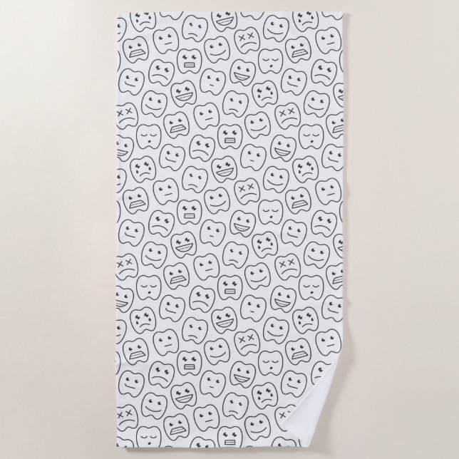 Serviette De Plage Motif heureux de dents (Devant)