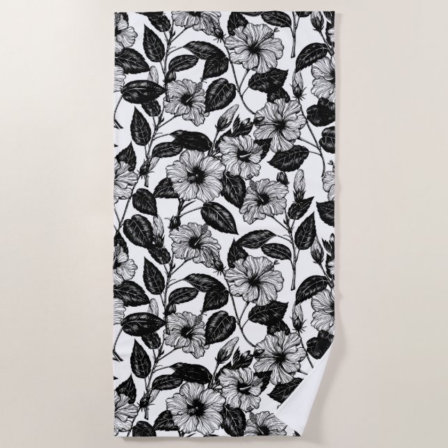 Serviette De Plage Motif Hibiscus (Devant)