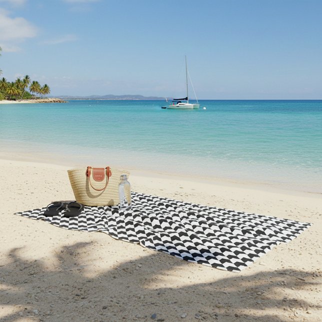 Serviette De Plage Motif houndstooth noir classique (Créateur téléchargé)