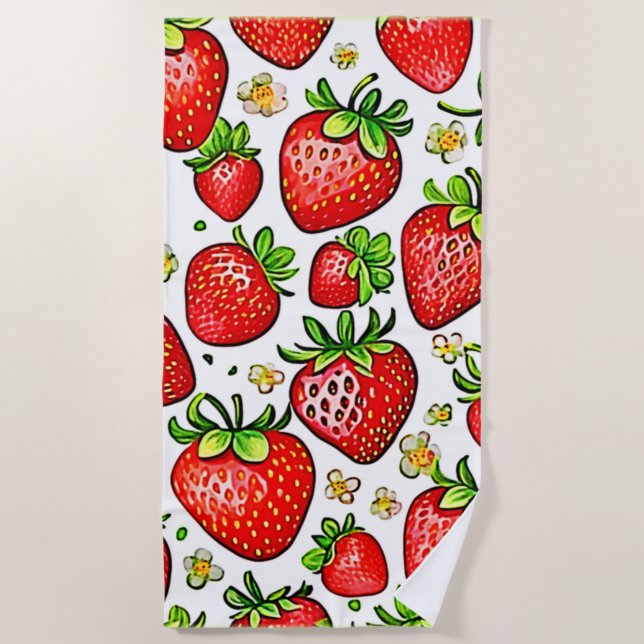 Serviette De Plage Motif Juicy Red Strawberries (Devant)