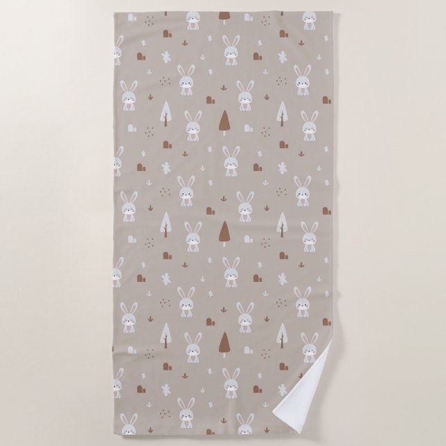 Serviette de plage Motif lapin adorable (Devant)