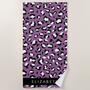 Serviette De Plage Motif léopard, Spots, Leopard pourpre, Votre Nom