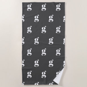 Serviette De Plage Motif lettre initiale monogramme moderne noir et b