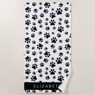 Serviette De Plage Motif mâle, Patrouilles de chien, Noir et Blanc, V