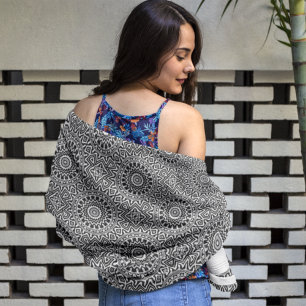 Serviette De Plage Motif Mandala Abstrait noir et blanc