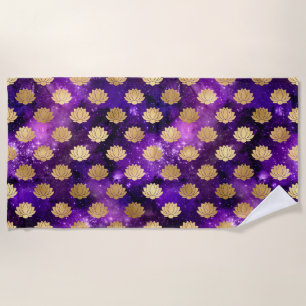 Serviette De Plage Motif Mandala Dharma Galaxie Or & Violet