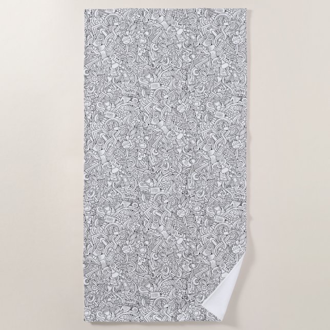 Serviette De Plage Motif Médicale de B&W (Devant)