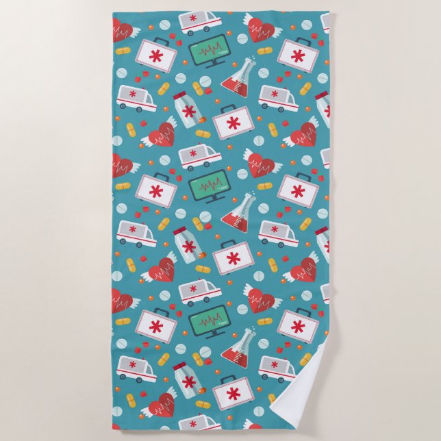 Serviette De Plage Motif Médicale d'icône (Devant)