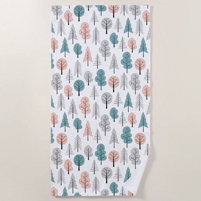 Serviette De Plage Motif mignon de forêt de griffonnage (Devant)