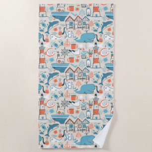 Serviette De Plage Motif mignon de griffonnage de la Mer du Nord