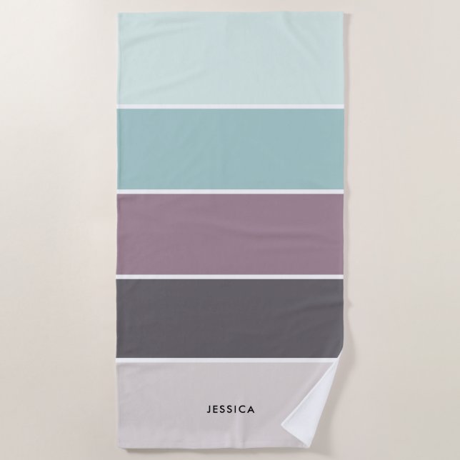 Serviette De Plage Motif moderne à bandes personnalisées (Devant)