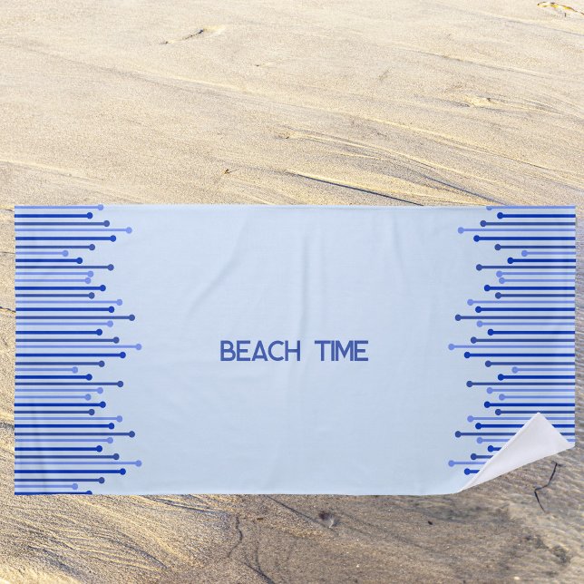 Serviette De Plage Motif moderne à rayures sur bleu pâle (Créateur téléchargé)