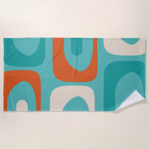 Serviette De Plage Motif moderne de Piquet du milieu du siècle Turquo