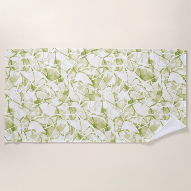 Serviette De Plage motif moderne élégant abstrait blanc-olive    (Devant)