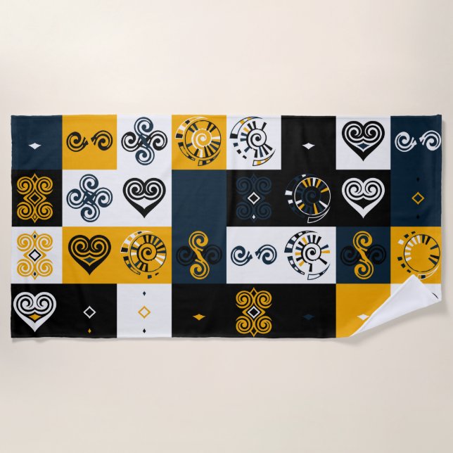 Serviette De Plage Motif moderne géométrique tendance jaune (Devant)