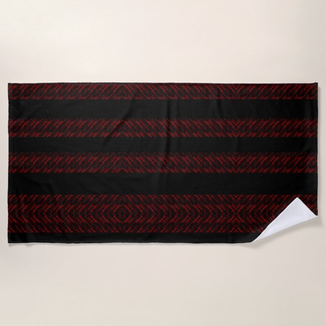 Serviette De Plage Motif moderne rouge et noir (Devant)