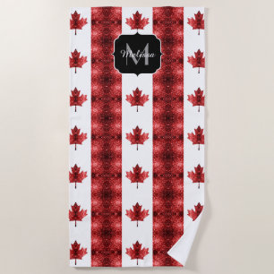 Serviette De Plage Motif Monogramme du drapeau du Canada