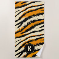 Motif monogramme rayures de tigre noir orange