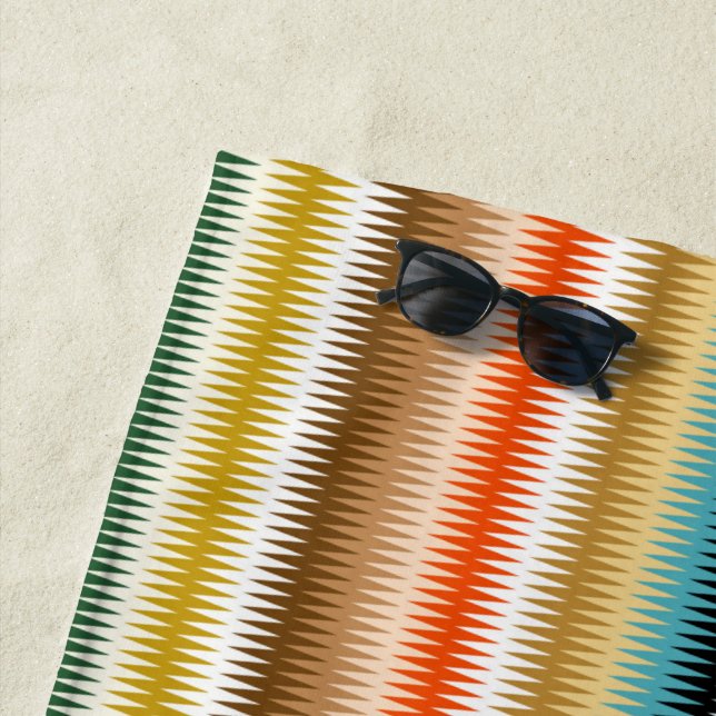 Serviette De Plage Motif multicolore Wavy Zigzag (En situation)