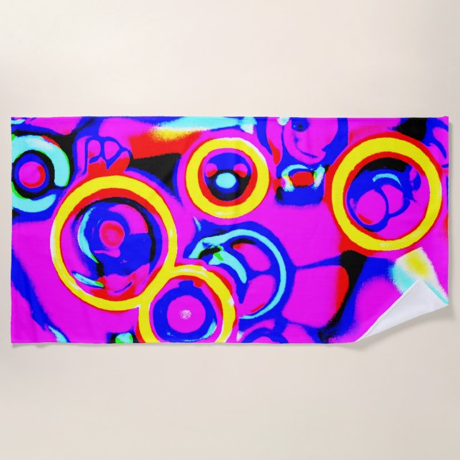 Serviette De Plage Motif néon coloré vibrant (Devant)