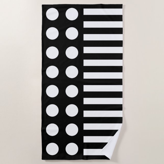 Serviette De Plage Motif Noir Et Blanc Moderne (Devant)