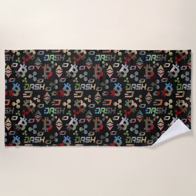 Serviette De Plage Motif numérique couleur crypto-monnaie (Devant)