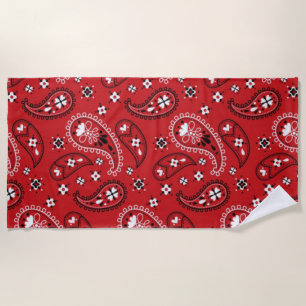 Serviette De Plage Motif Paisley avec Arrière - plan rouge-23214
