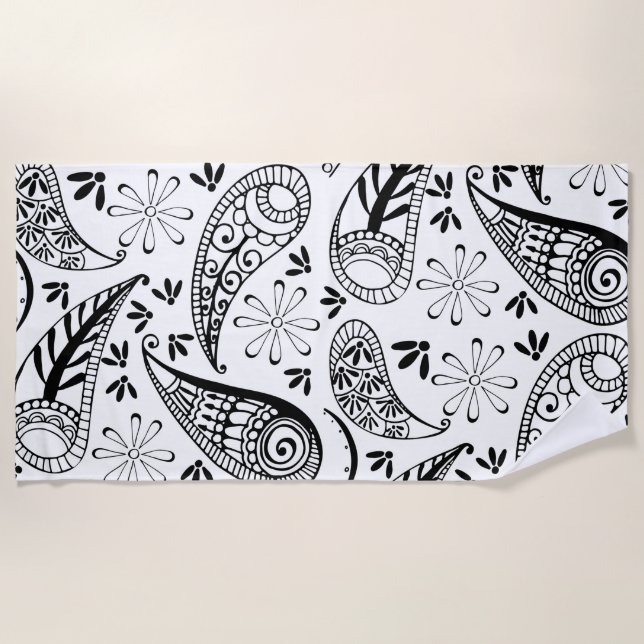 Serviette De Plage Motif Paisley Indien Mankolam (Devant)