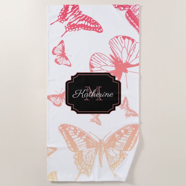 Serviette De Plage Motif papillon (Devant)