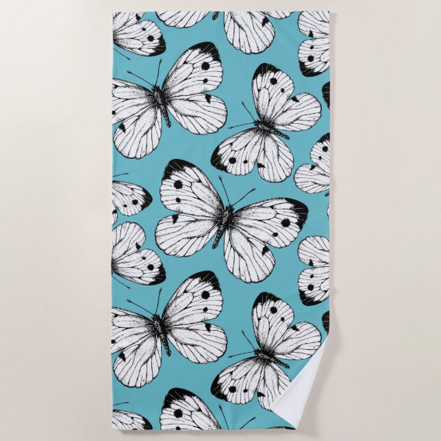 Serviette De Plage Motif papillon de choux (Devant)