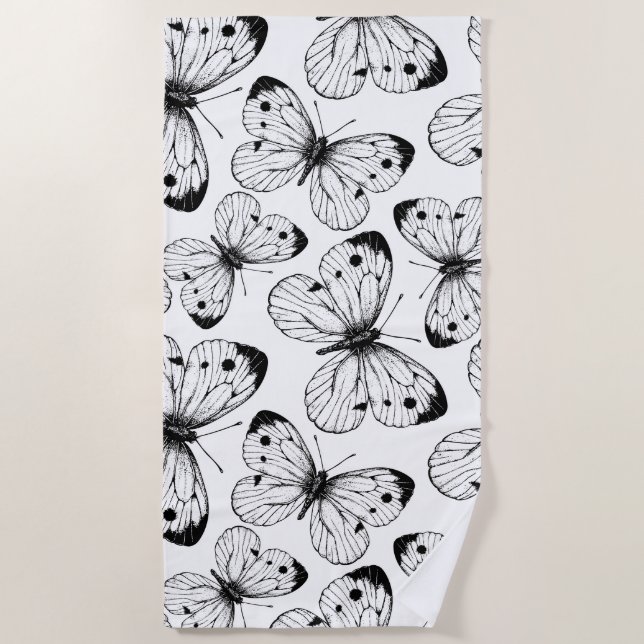 Serviette De Plage Motif papillon de choux (Devant)