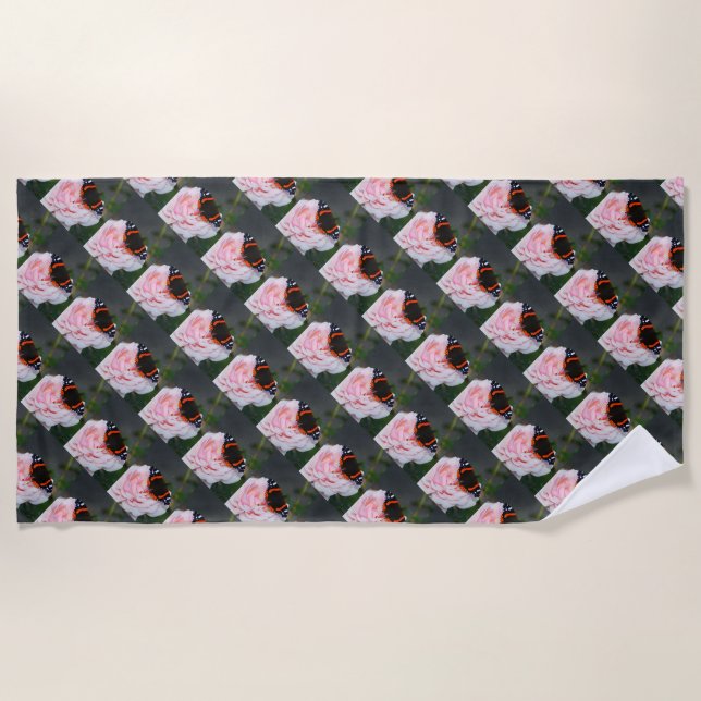 Serviette De Plage Motif papillon de l'amiral rouge (Devant)
