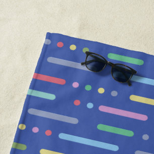 Serviette De Plage Motif pastel rayures et points